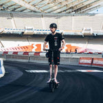 rally world champion kalle rovanpera practices race with his meeko pro electric scooter 
